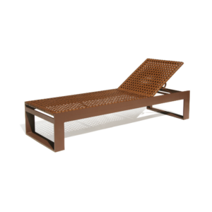 Espreguiçadeira Diamante, estrutura de alumínio revestido de fibra sintética própria para ambientes externos.